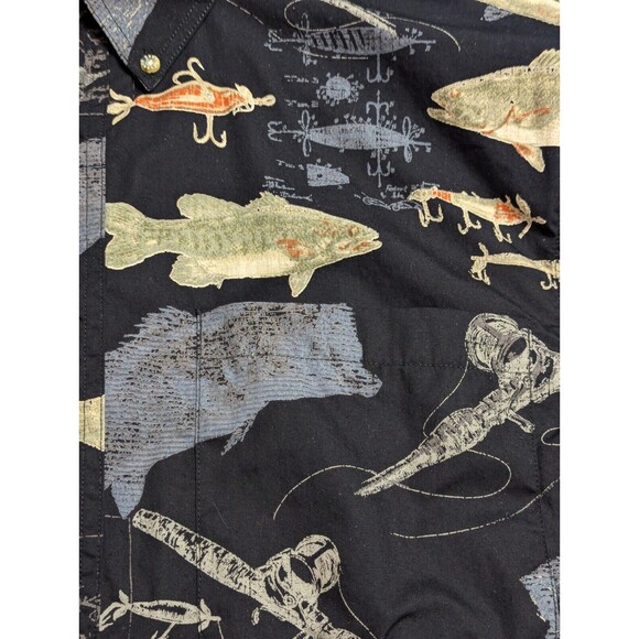 Reel Legends Fishing Lure Fish Button Down Shirt Mens Size Large Hawaiian Cotton - Picture 4 of 9